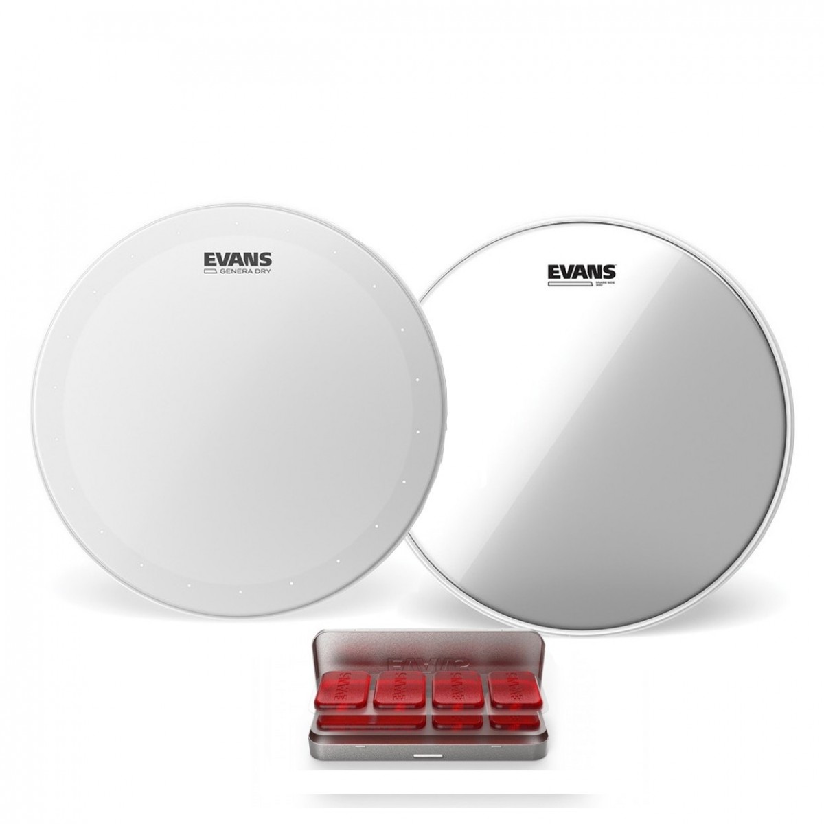 Evans Genera Dry Coated Snare Kopf Hazy 300 & EQ PODS Pack 14
