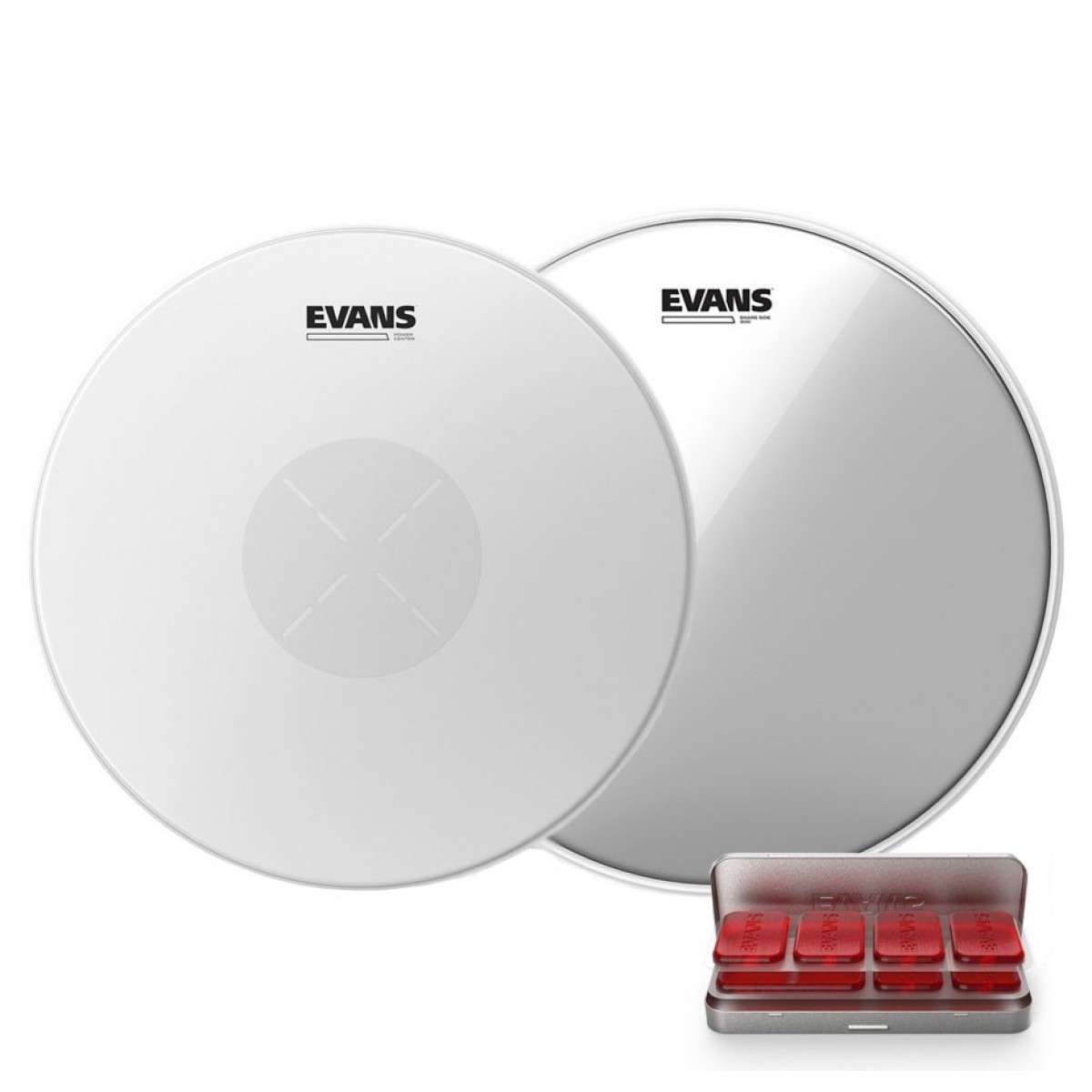 Evans G1 Power Centre Snare Head Hazy 300 & EQ PODS Pack 14