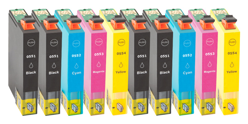 Multipack Kompatibel zu Epson C13T05514010 / T0551 enthält 10x Tintenpatrone