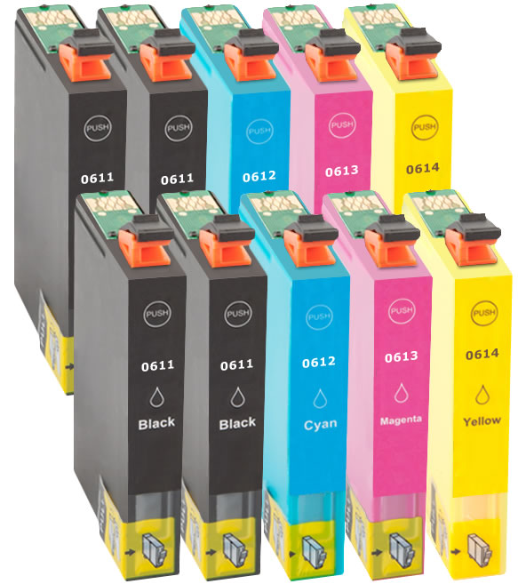 Multipack Kompatibel zu Epson C13T06114010 / T0611 enthält 10x Tintenpatrone