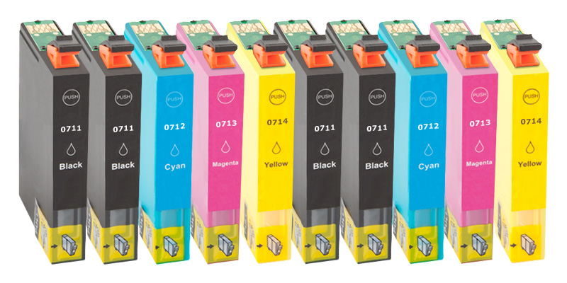 Multipack Kompatibel zu Epson Patronen T0711 enthält 10x Tintenpatrone