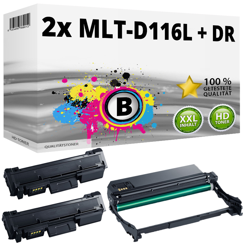 Multipack Kompatibel zu Samsung MLT-D116L / MLT-R116 enthält 1x Bildtrommel / 2x Tonerkartusche