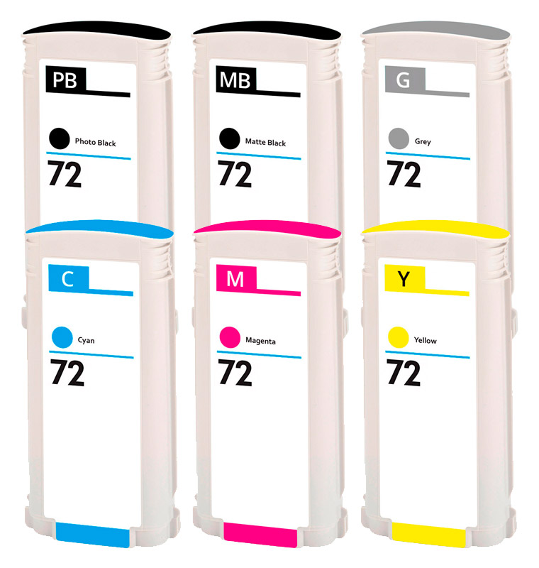 Multipack kompatibel zu HP 72 enthält 6x Tintenpatronen