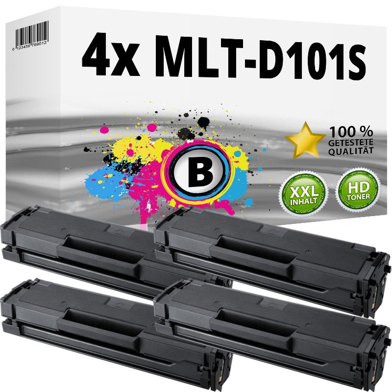 Multipack kompatibel zu Samsung MLT-D101S Toner, Schwarz enthält 4x Tonerkartusche