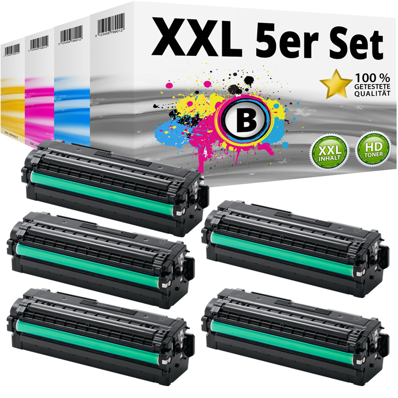Multipack kompatibel zu Samsung CLT-K506L/ELS / K506L enthält 5x Tonerkartusche