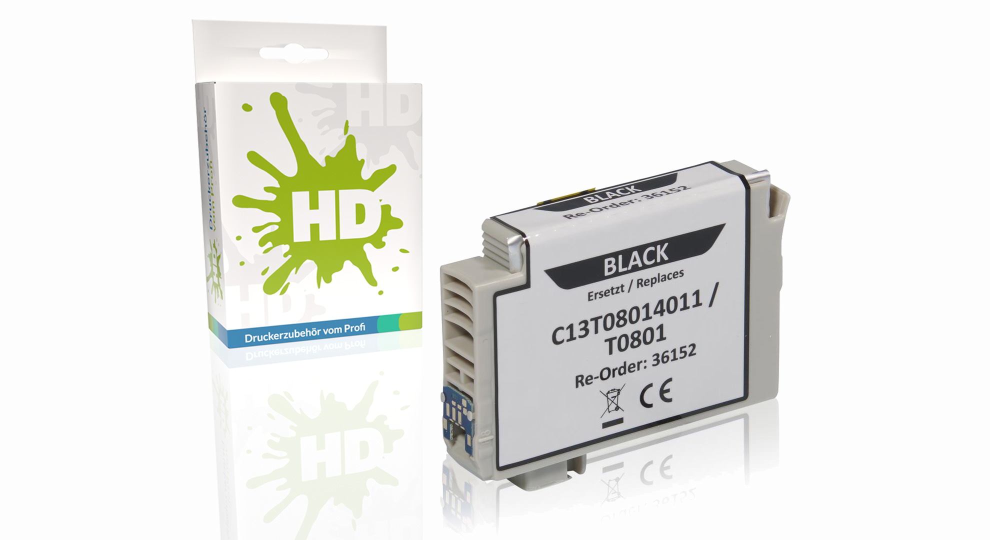 Kompatibel zu Epson C13T08014011 / T0801 Tintenpatrone, schwarz