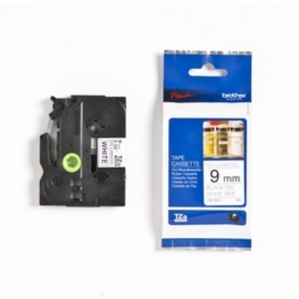 Original Brother TZEN221 P-Touch Farbband schwarz auf weiß Laminat 9mm x 8m