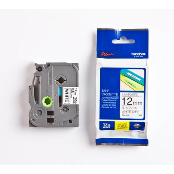 Original Brother TZE231 P-Touch Farbband schwarz auf weiss Laminat 12mm x 8m