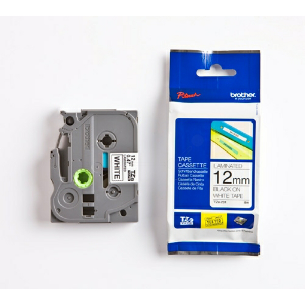 Original Brother TZE231 P-Touch Farbband schwarz auf weiss Laminat 12mm x 8m