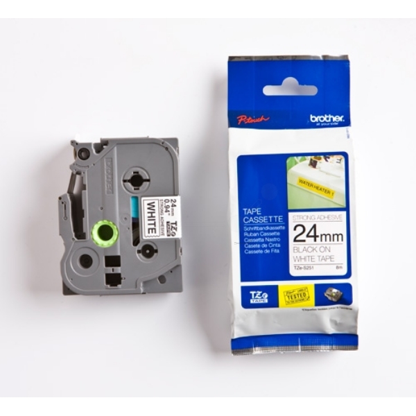 Original Brother TZES251 P-Touch Farbband schwarz auf weiss extra stark Laminat 24mm x 8m