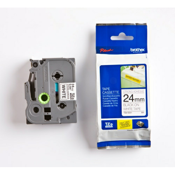 Original Brother TZES251 P-Touch Farbband schwarz auf weiss extra stark Laminat 24mm x 8m