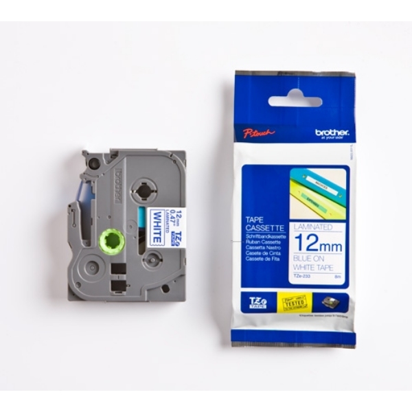 Original Brother TZE233 P-Touch Farbband blau auf weiss Laminat 12mm x 8m