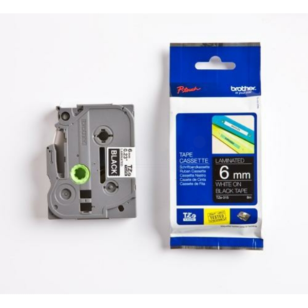 Original Brother TZE315 P-Touch Farbband weiss auf schwarz Laminat 6mm x 8m