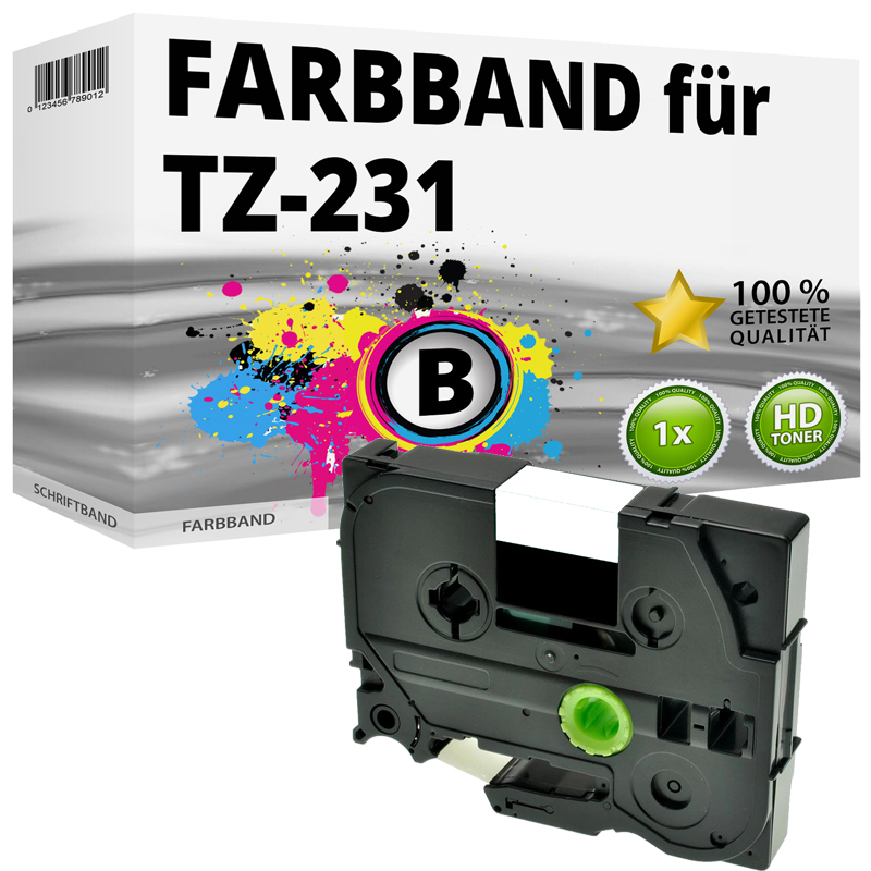 Brother TZE231 P-Touch Farbband schwarz auf weiss Laminat 12mm x 8m Kompatibel