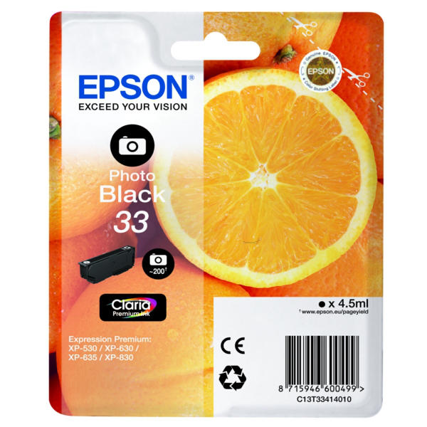 Original Epson C13T33414012 / 33 Tintenpatrone schwarz hell