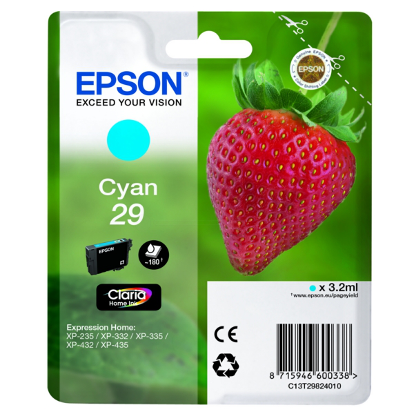 Original Epson C13T29824012 / 29 Tintenpatrone cyan