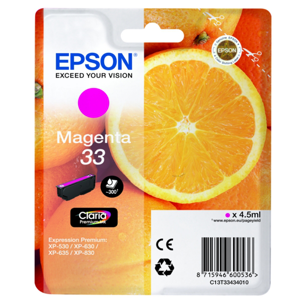 Original Epson C13T33434012 / 33 Tintenpatrone magenta