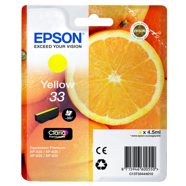 Original Epson C13T33444012 / 33 Tintenpatrone gelb