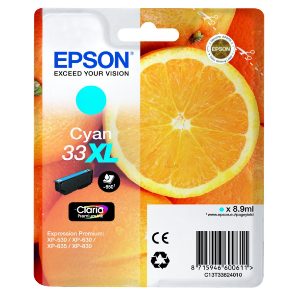 Original Epson C13T33624012 / 33XL Tintenpatrone cyan