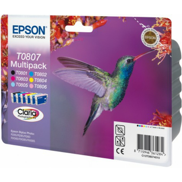 Original Epson C13T08074021 / T0807 Tintenpatrone Multipack