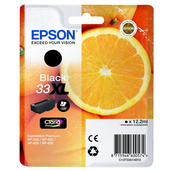 Original Epson C13T33514012 / 33XL Tintenpatrone schwarz