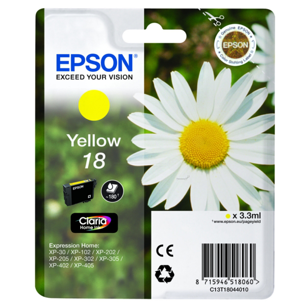 Original Epson C13T18044012 / 18 Tintenpatrone gelb