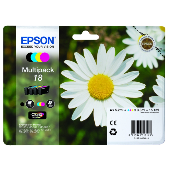 Original Epson C13T18064012 / 18 Tintenpatrone Multipack