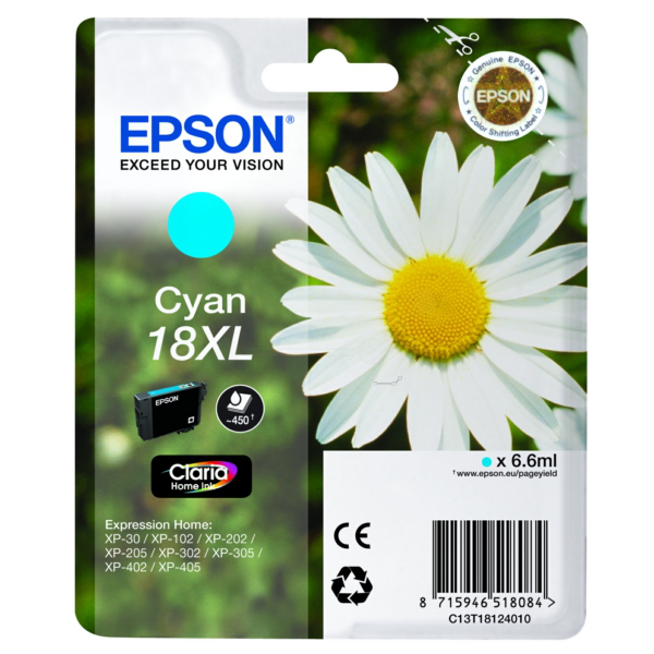 Original Epson C13T18124012 / 18XL Tintenpatrone cyan