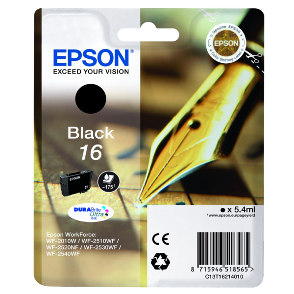 Original Epson C13T16214012 / 16 Tintenpatrone schwarz