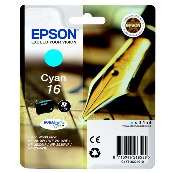 Original Epson 16 (C13T16224012) Tintenpatrone cyan