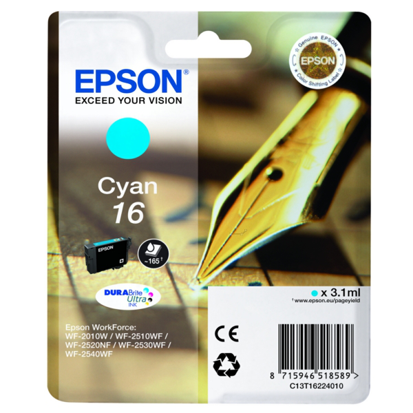 Original Epson C13T16224012 / 16 Tintenpatrone cyan