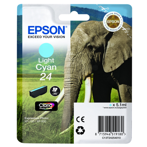 Original Epson C13T24254012 / 24 Tintenpatrone cyan hell
