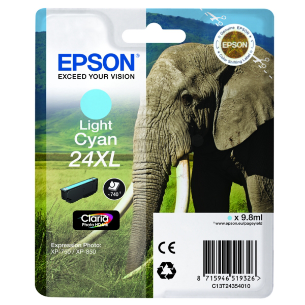 Original Epson C13T24354012 / 24XL Tintenpatrone cyan hell