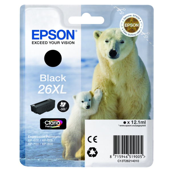 Original Epson C13T26214012 / 26XL Tintenpatrone schwarz