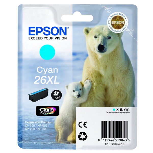 Original Epson C13T26324012 / 26XL Tintenpatrone cyan