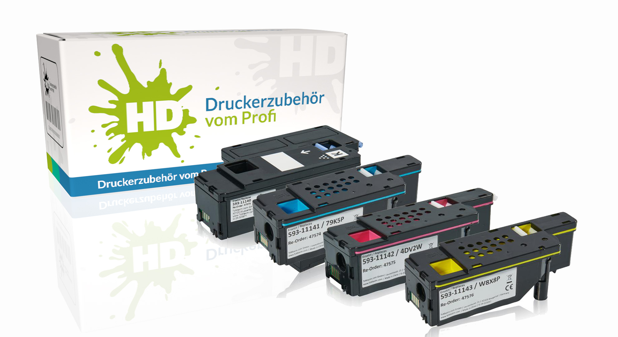 Multipack kompatibel zu Dell C1700 Series / 1250 / 1350 / 1355 enthält 4x Tonerkartusche