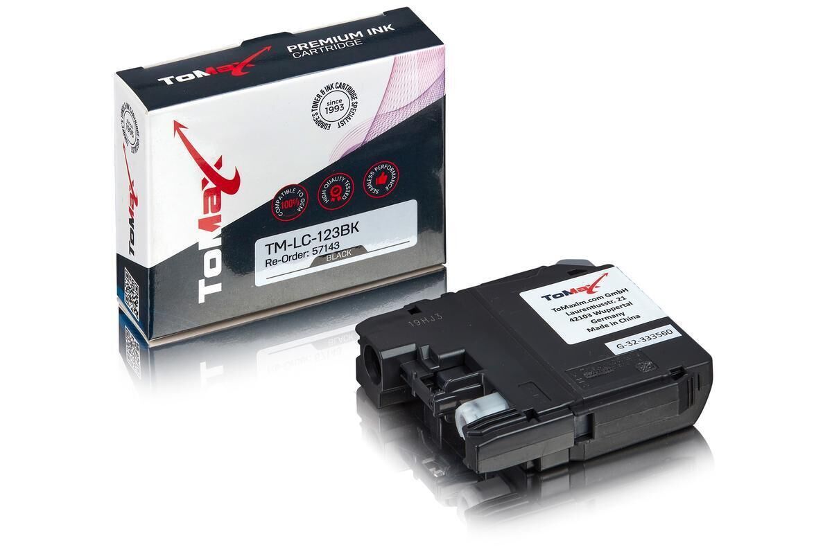 ToMax Premium ersetzt Brother LC-123BK Tintenpatrone, schwarz