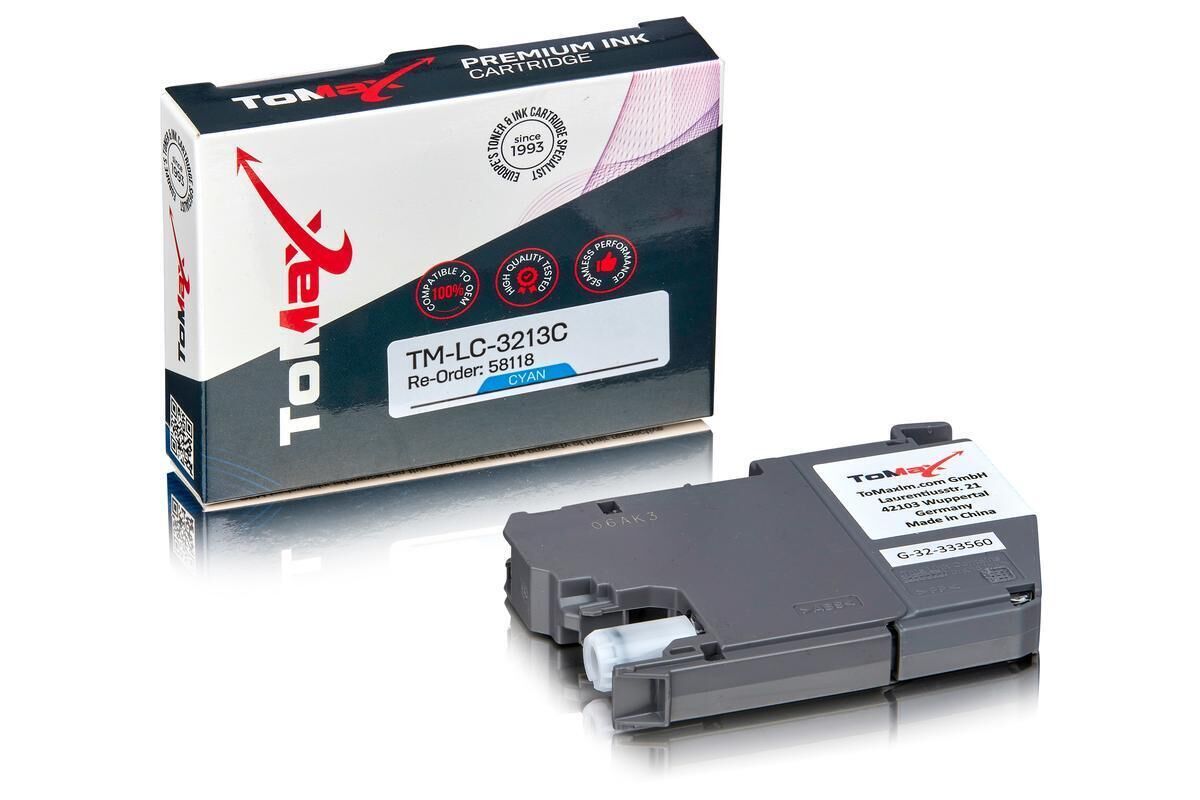 ToMax Premium ersetzt Brother LC-3213C Tintenpatrone, cyan