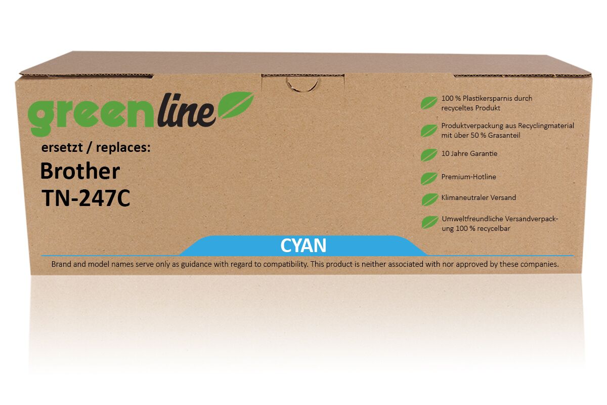 greenline ersetzt Brother TN-247C Tonerkartusche, cyan