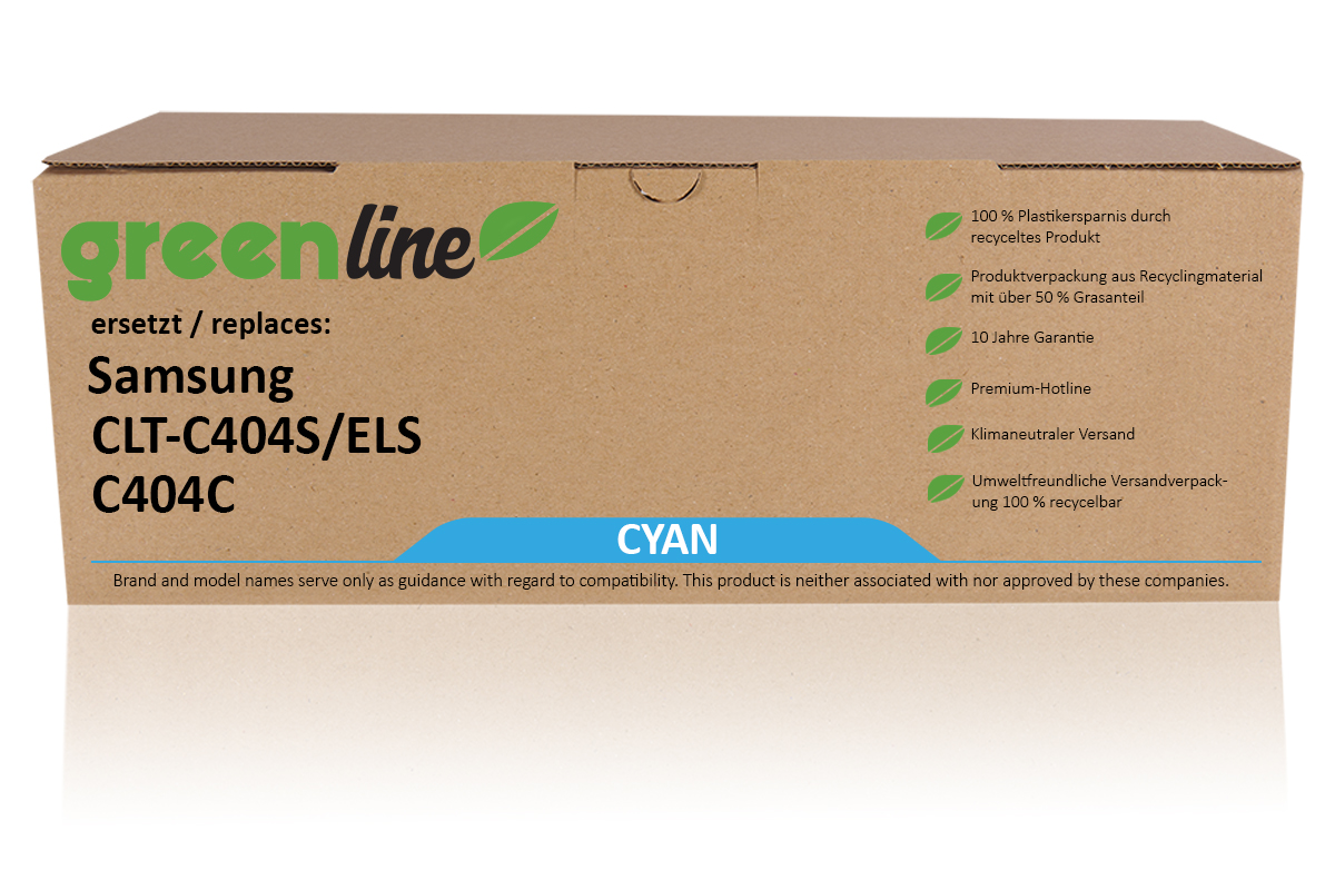 greenline ersetzt Samsung / HP CLT-C 404 S/ELS Tonerkartusche, cyan