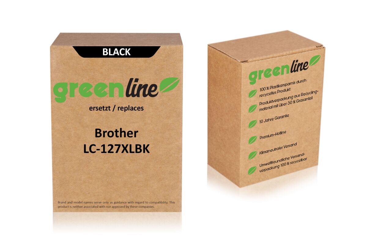 greenline ersetzt Brother LC-127 XL BK Tintenpatrone, schwarz