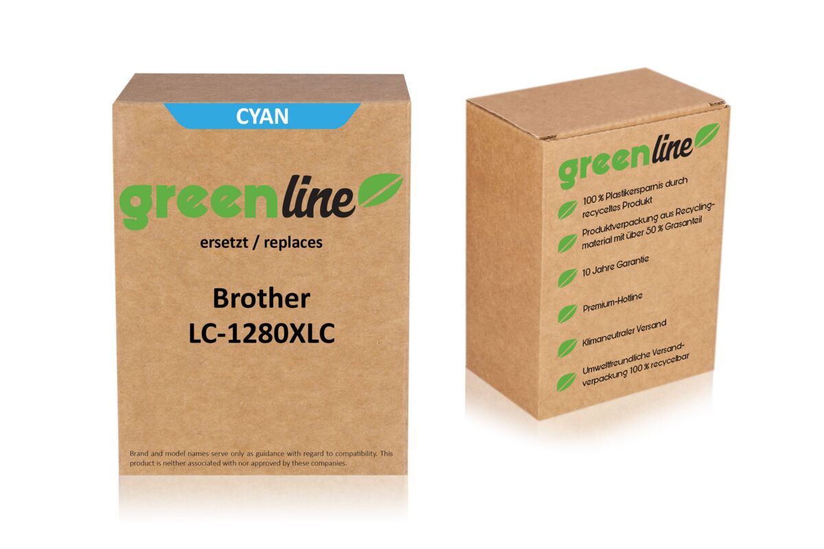 greenline ersetzt Brother LC-1280XLC Tintenpatrone, cyan