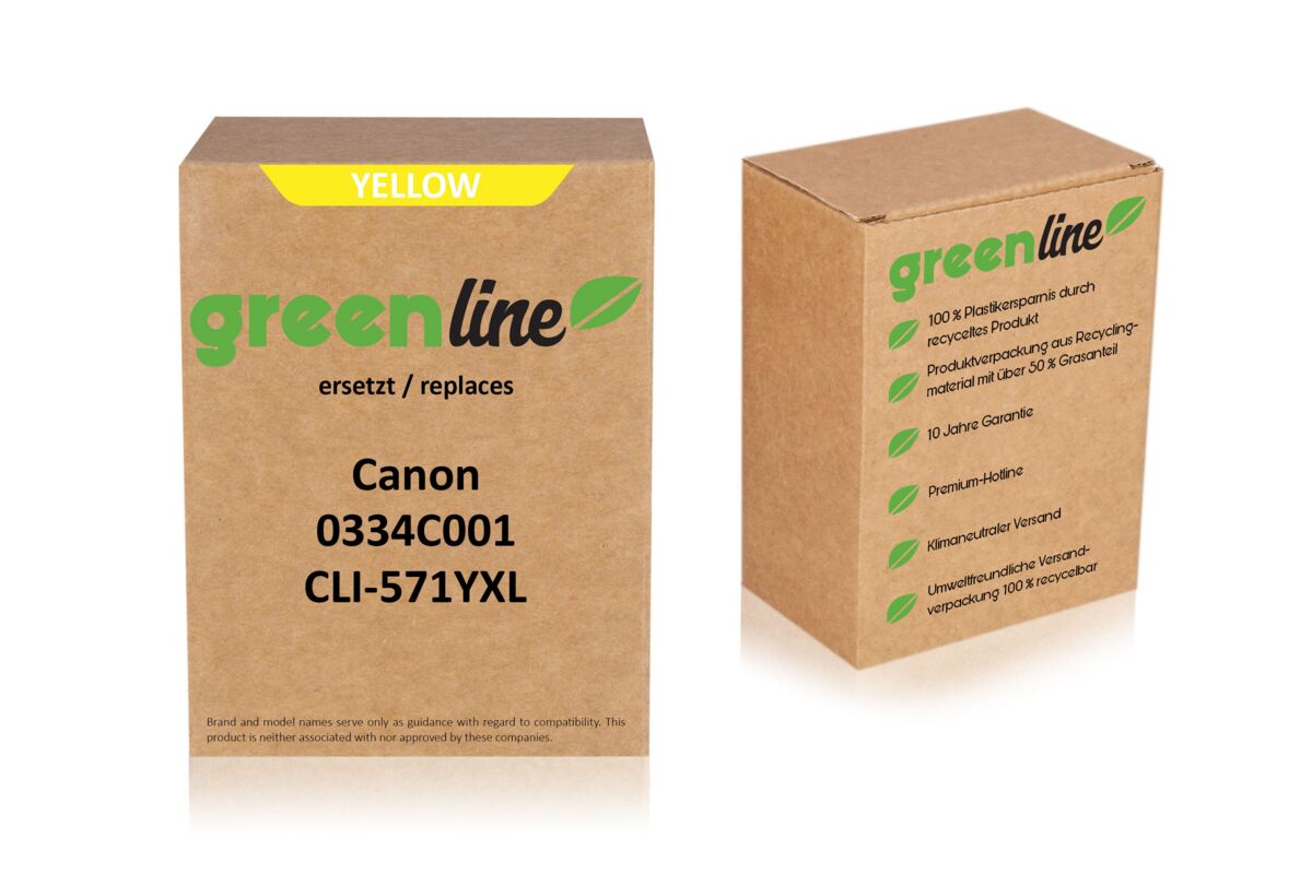 greenline ersetzt Canon 0334 C 001 / CLI-571 YXL Tintenpatrone, gelb