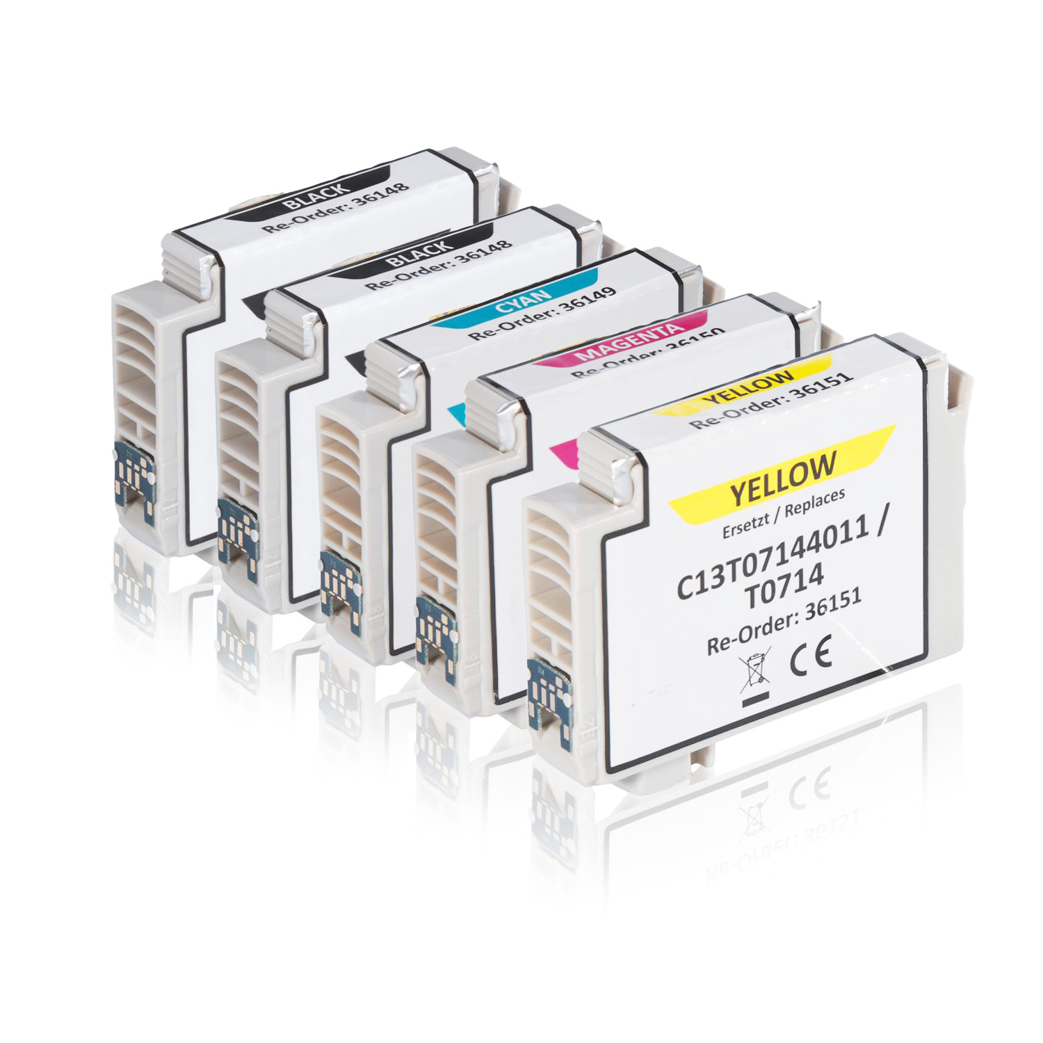 Multipack kompatibel zu Epson C13T07154010 / T0715 enthält 2xBK, 1xC, 1xM, 1xY