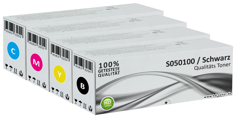Multipack kompatibel zu Epson C13S050100 / S050100 enthält 1xBK, 1xC, 1xM, 1xY