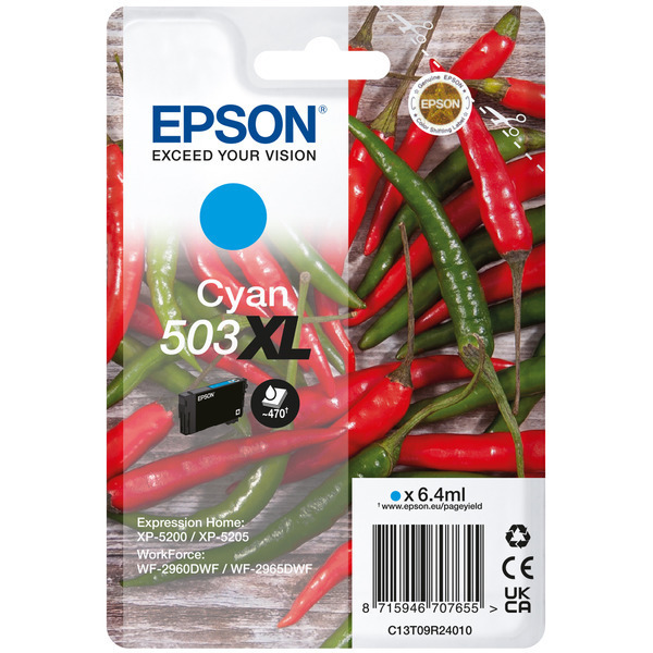 Original Epson 503XL (C13T09R24010) Tintenpatrone cyan