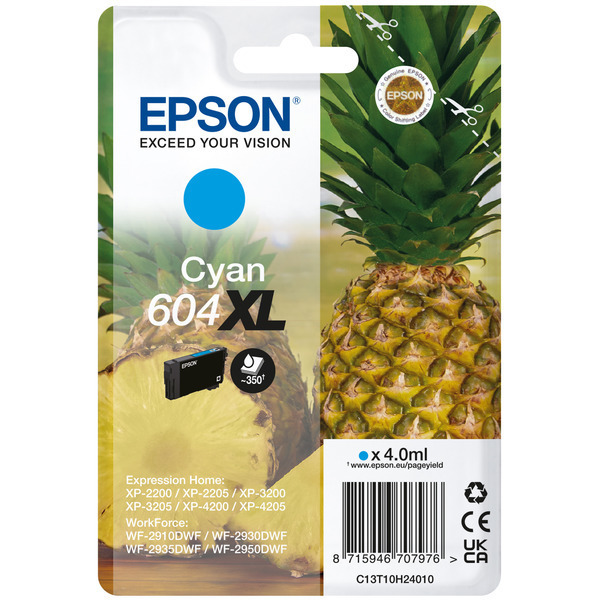 Original Epson 604XL (C13T10H24010) Tintenpatrone cyan