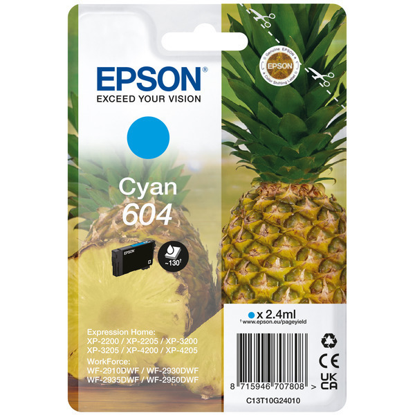 Original Epson 604 (C13T10G24010) Tintenpatrone cyan