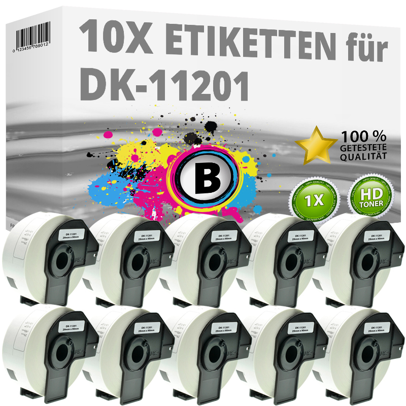 Sparset kompatibel zu Brother DK-11201 enthält 10x Farbband