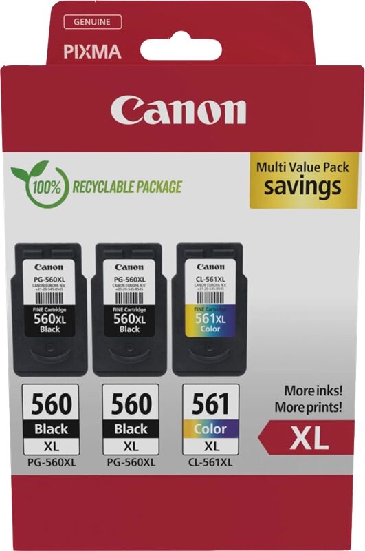 Original Canon 3712C009 / 2x PG560 XL + 1x CL561 XL Druckkopfpatrone Multipack